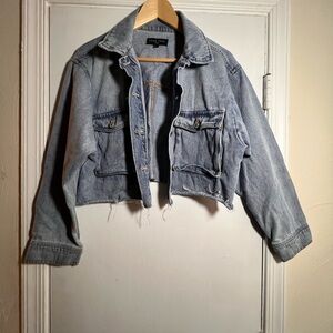 Women's Light Blue Cropped Denim Jacket